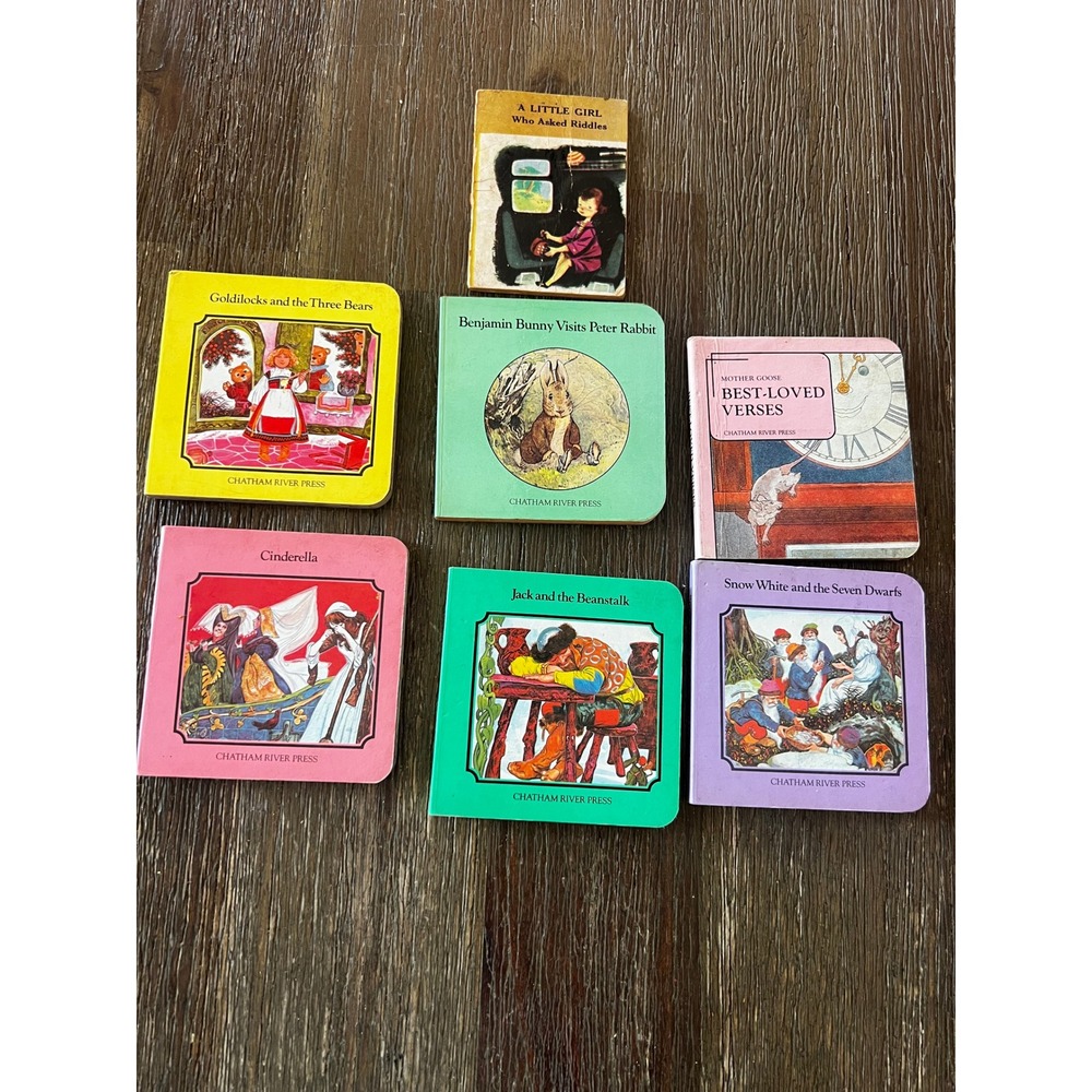 Vintage Chatham River Press Mini Board Books Lot 7 Fairy Tales 1984 1948 Riddles